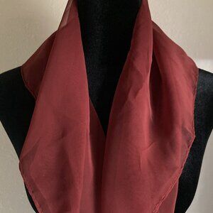 60s Vintage Mid Century Chiffon Scarf  Sheer Wine  Boho Audrey Hepburn Style Mod